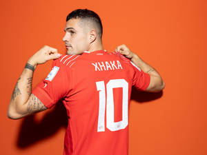 Granit Xhaka Jersey Flexing Wallpaper