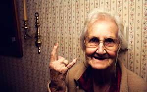 Granny Rock Hand Sign Wallpaper