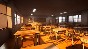 Graphic Art Classroom Bathed In Sunlight Wallpaper