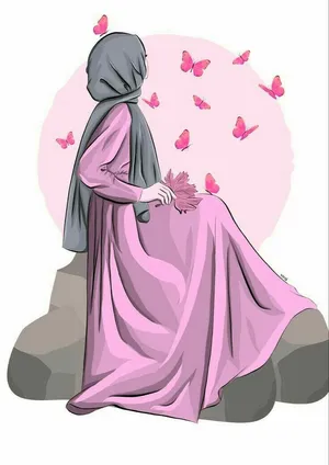 Graphic Art Woman With Draping Cadar Wallpaper