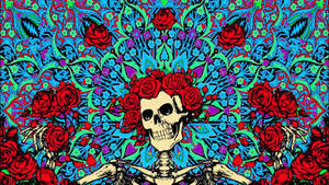 Grateful Dead Skeleton With Roses Wallpaper