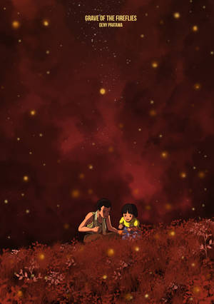 Grave Of The Fireflies Red Clouds Wallpaper