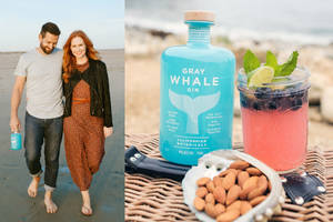 Gray Whale Gin Couple Beach Wallpaper