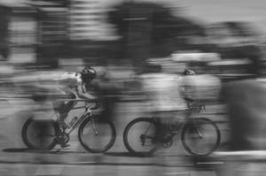 Grayscale Cycling Motion Photography Wallpaper