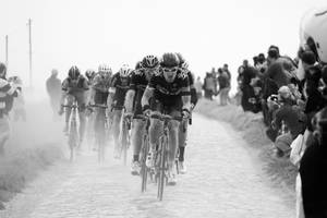 Grayscale Cycling Race On Sand Wallpaper