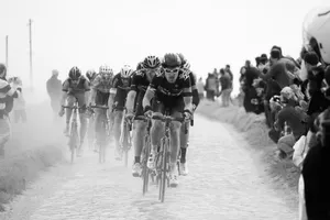 Grayscale Cycling Race On Sand Wallpaper