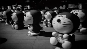 Grayscale Doraemon 4k Wallpaper