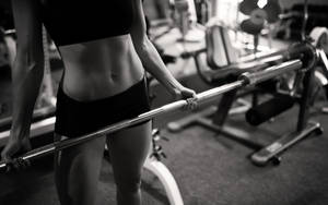 Grayscale Fitness Woman Abs Wallpaper