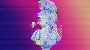 Greek Warrior Bust Vaporwave Desktop Wallpaper
