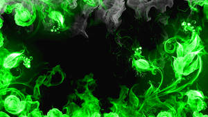 Green Fire And Smoke In Black Wallpaper