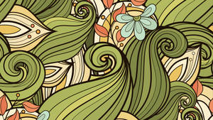 Green Floral Pattern 4k Doodle Wallpaper