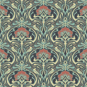 Green Floral Retro Peacock Wallpaper