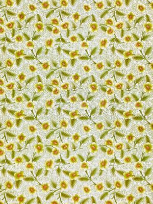 Green Floral Two Leaves Wallpaper