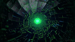 Green Geometric Vortex Wallpaper