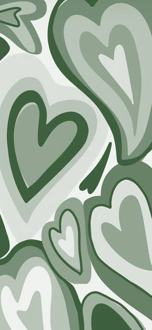 Green Hearts Abstract Wallpaper