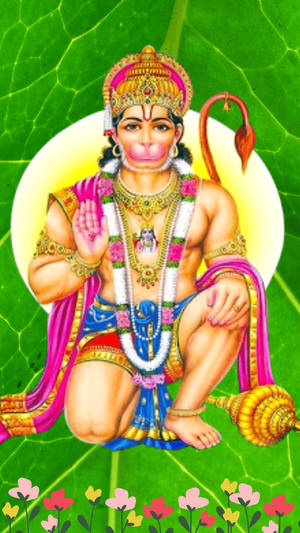 Green Leaf Hanuman Black Wallpaper