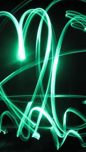 Green Led Hearts On Dark Background Wallpaper