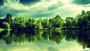 Green Lush Lake 1080p Hd Desktop Wallpaper