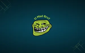 Green Meme Face In Blue Wallpaper
