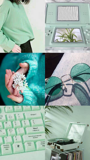 Green Pastel Keyboard Aesthetic Wallpaper