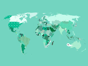 Green Pattern Countries Map Wallpaper