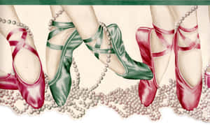 Green Red Pointe Shoes Art Wallpaper