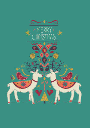 Green Reindeer Merry Christmas Iphone Wallpaper