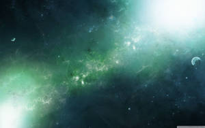 Green Sky And Galaxy Wallpaper