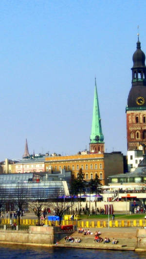 Green Tower Of Riga Cathedral Wallpaper