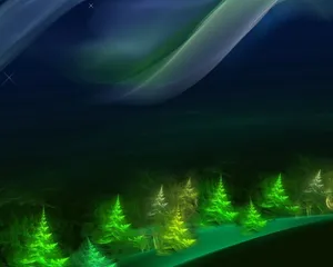 Green Tree Christmas Lights Wallpaper