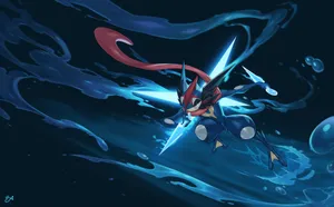 Greninja With Water Splashes Wallpaper