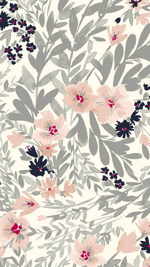 Grey Leaves Floral Iphone Wallpaper