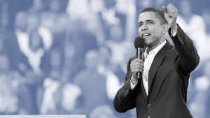 Greyscale Barack Obama Delivering Speech Wallpaper