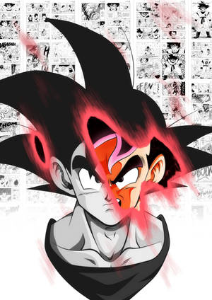 Greyscale Kioken Goku Portrait Wallpaper