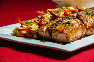 Grilled Salmon 2560x1440 Food Wallpaper