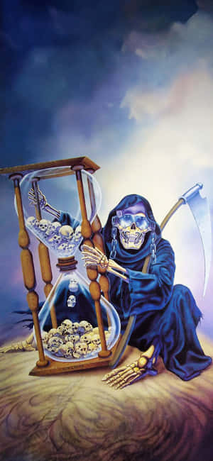 Grim Reaperand Hourglass Artwork Wallpaper