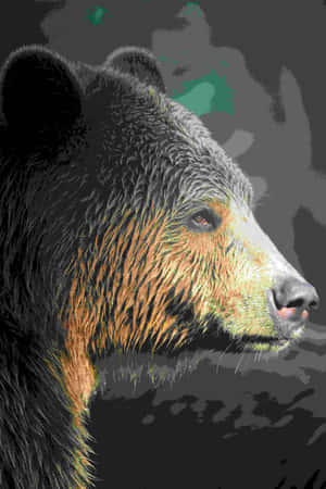Grizzly Bear Portrait Colorized Wallpaper