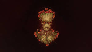 Groot With Flowers Wallpaper
