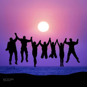 Group Purple Aesthetic Jump Shot Wallpaper