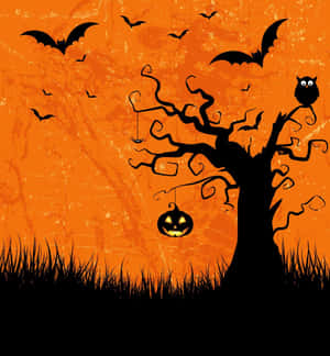 Grunge Halloween Backdropwith Bats Wallpaper