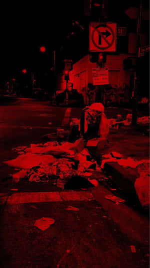 Grunge Sidewalk Black And Red Aesthetic Wallpaper