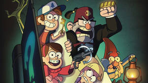 Grunkle Stan And Kids In Book Wallpaper