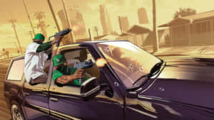 Gta Online With Guys Shooting Guns Wallpaper