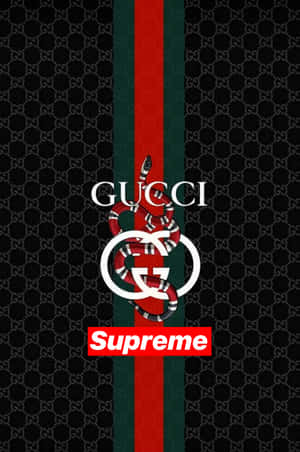 Gucci Supreme Logo On A Black Background Wallpaper