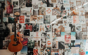 Guitar In Wall Aesthetic Collage Wallpaper