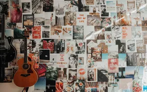 Guitar In Wall Aesthetic Collage Wallpaper