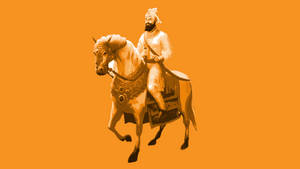 Guru Gobind Singh Ji Orange Background Wallpaper