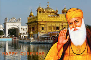 Guru Nanak Dev Ji At The Golden Temple Wallpaper