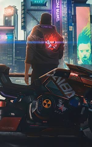 Guy With Jacket In Cyberpunk For Android Wallpaper