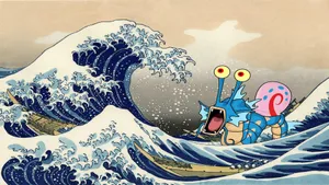 Gyarados Snail In Waves Wallpaper